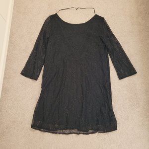 NWT ZARA BLACK EMBELISHED LACE DRESS MINI SIZE LARGE
